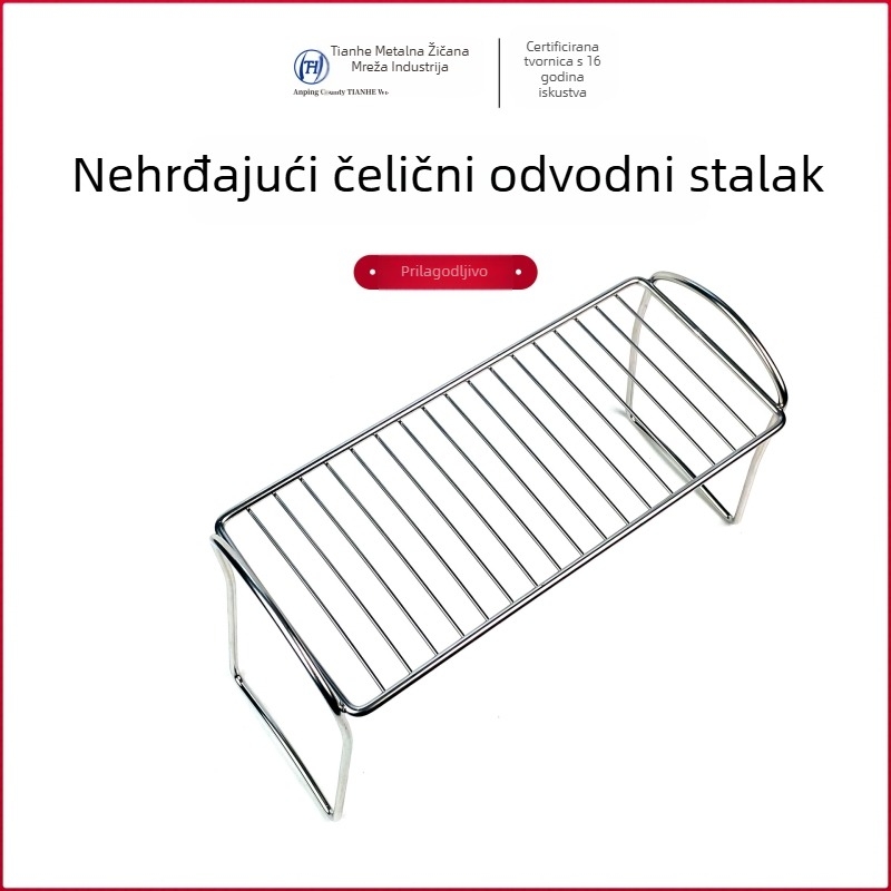 Stalak za odvod viška iz nehrđajućeg čelika, 6-slojni stalak za sušenje i pohranu posuđa, sklopiv i rotirajući, prenosivi kuhinjski organizator
