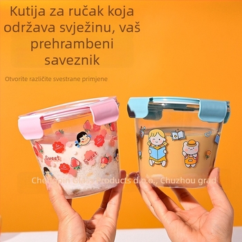 Staklena zdjela za hranu sa poklopcem, mikrovalna sigurnost, jednodjelna