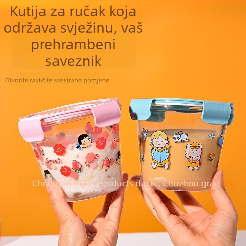 Staklena zdjela za hranu sa poklopcem, mikrovalna sigurnost, jednodjelna