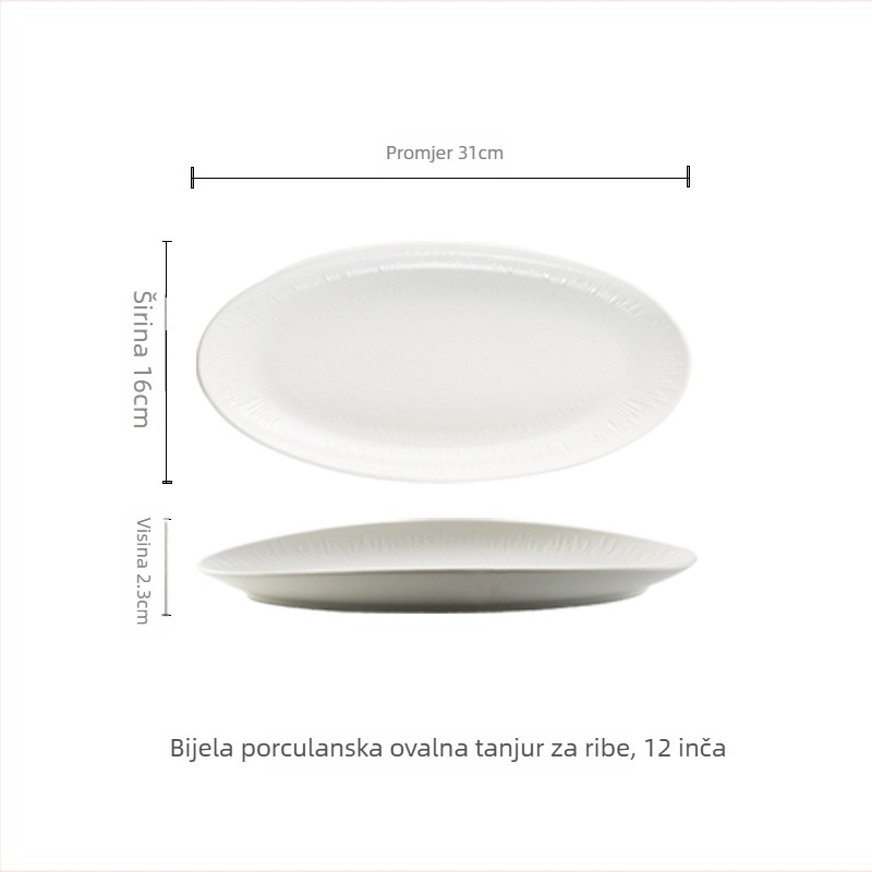 Qingqi porcelanski tanjur za ribu, japanskog stila, nepravilnog oblika, pogodan za mikrovalnu pećnicu, otporan na visoke temperature, završna obrada pod glazurom
