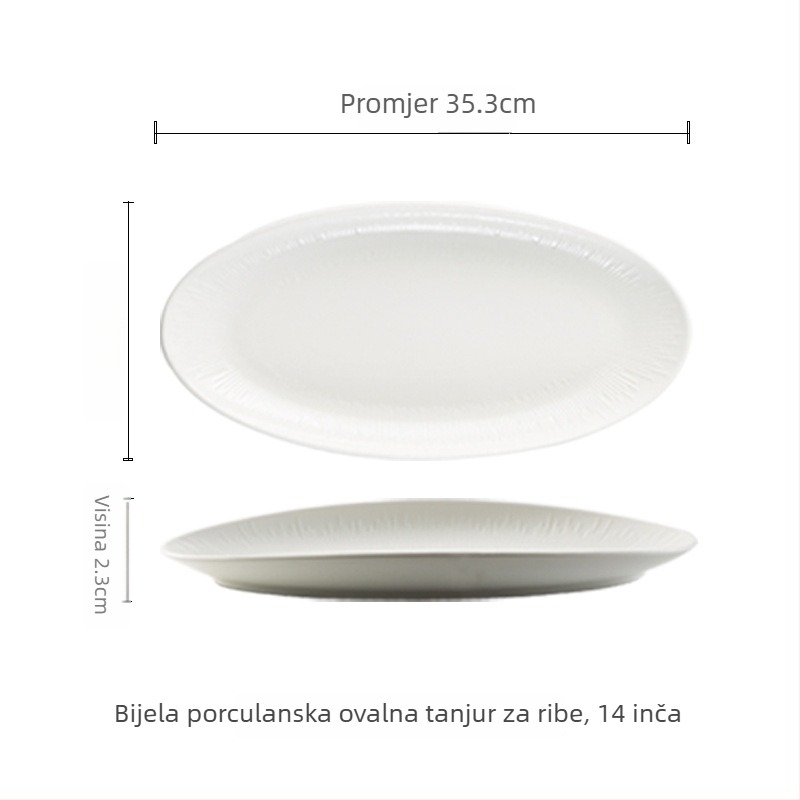 Qingqi porcelanski tanjur za ribu, japanskog stila, nepravilnog oblika, pogodan za mikrovalnu pećnicu, otporan na visoke temperature, završna obrada pod glazurom