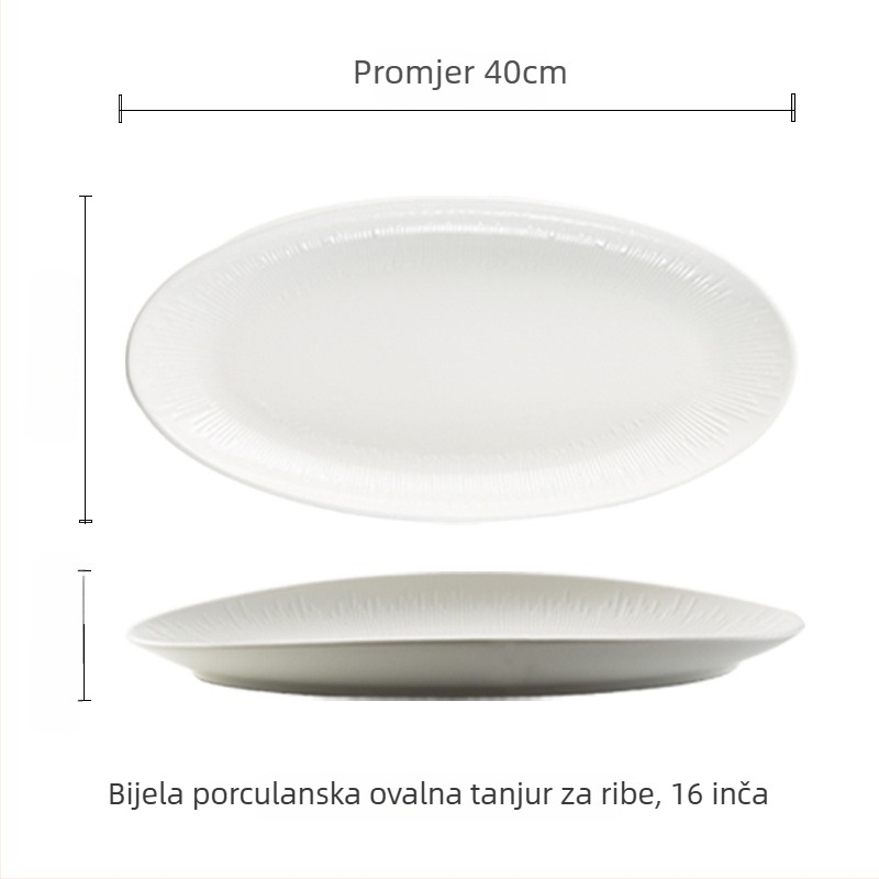 Qingqi porcelanski tanjur za ribu, japanskog stila, nepravilnog oblika, pogodan za mikrovalnu pećnicu, otporan na visoke temperature, završna obrada pod glazurom