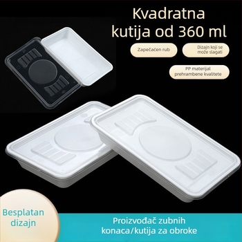 Jednokratna pravokutna plastična kutija za pakiranje za ponijeti, kvadratnog oblika, za male porcije, debela kutija brze hrane