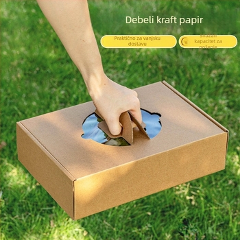 Jednokratna kutija za obrok za piknik i kampiranje, pravokutni Kraft papir, ispis logotipa, prilagodba obrade dostupna, nije pogodna za mikrovalnu