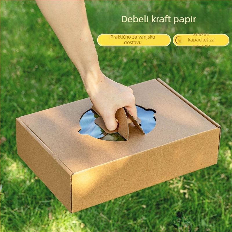 Jednokratna kutija za obrok za piknik i kampiranje, pravokutni Kraft papir, ispis logotipa, prilagodba obrade dostupna, nije pogodna za mikrovalnu