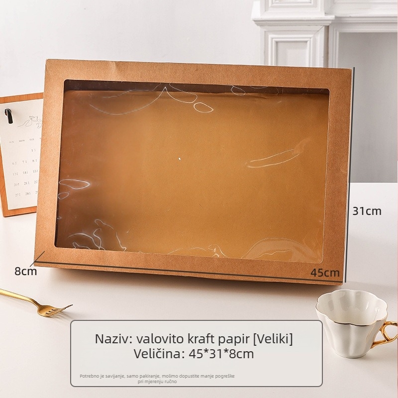 Jednokratna kutija za obrok za piknik i kampiranje, pravokutni Kraft papir, ispis logotipa, prilagodba obrade dostupna, nije pogodna za mikrovalnu