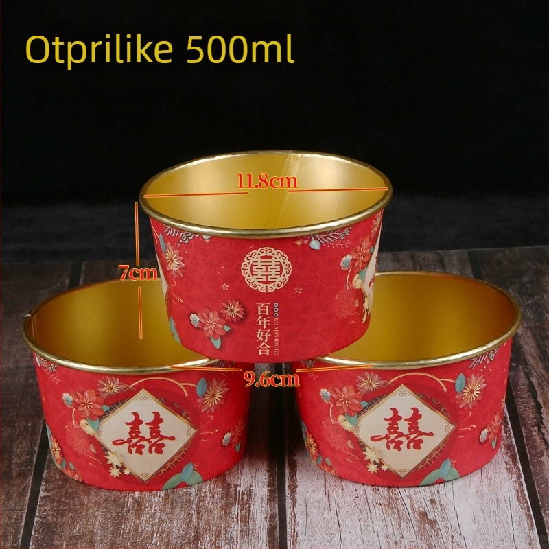 Vjenčana jednokratna papirnata zdjela, debeli karton s folijom, otisnuti logotip, prilagodljivo, biološki razgradivo