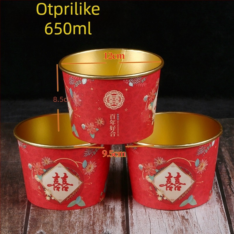 Vjenčana jednokratna papirnata zdjela, debeli karton s folijom, otisnuti logotip, prilagodljivo, biološki razgradivo