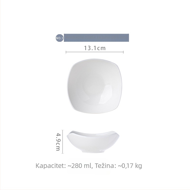 Keramička četverokutna zdjela, podglazurna obrada, mikrovalna sigurnost, duboka zdjela za salate i deserte