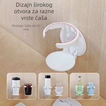 Sklopivi držač čaša za zid, bez bušenja, plastični, s uklonjivom ljepilom podlogom