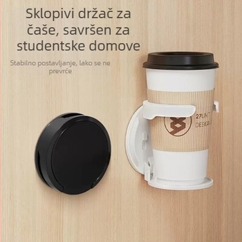 Sklopivi držač čaša za zid, bez bušenja, plastični, s uklonjivom ljepilom podlogom