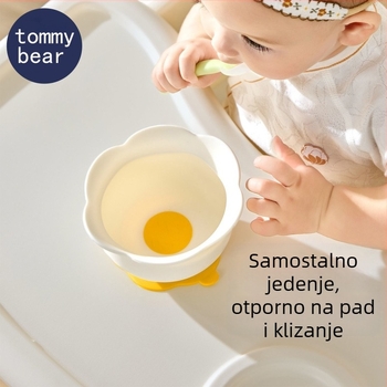Posuda za dojenče – motiv jaje-cvijet, silikon usisna podloga, sigurna za mikrovalnu, okruglog oblika