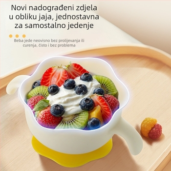 Posuda za dojenče – motiv jaje-cvijet, silikon usisna podloga, sigurna za mikrovalnu, okruglog oblika