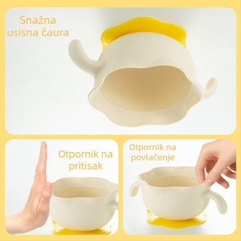 Posuda za dojenče – motiv jaje-cvijet, silikon usisna podloga, sigurna za mikrovalnu, okruglog oblika