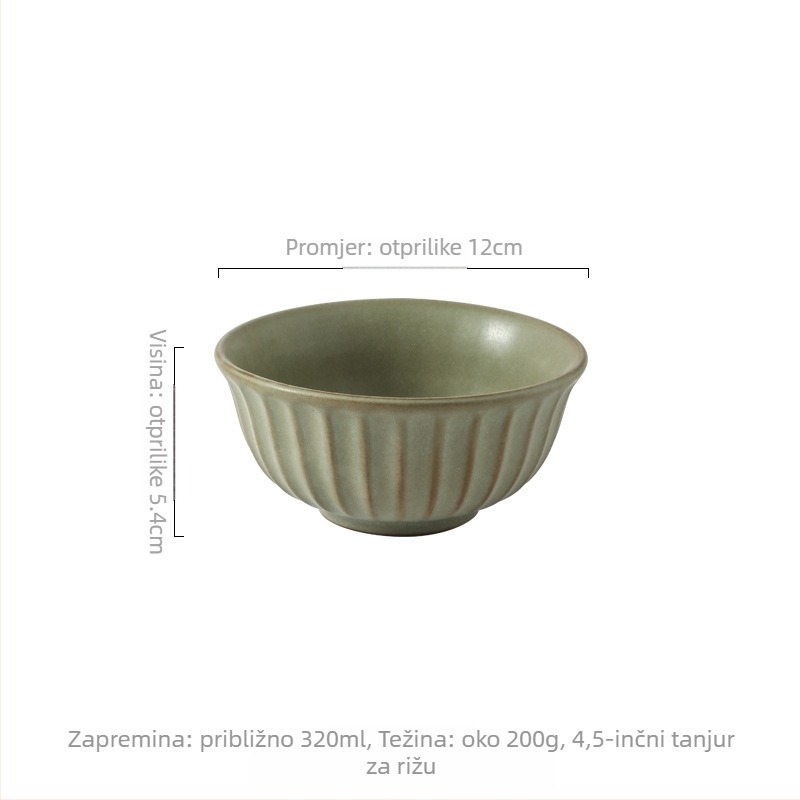 Set posuđa za stol (zdjela, žlica, tanjuri) - keramika, okrugli oblik, mikrovalna pogodno, pod glazurom, retro stil