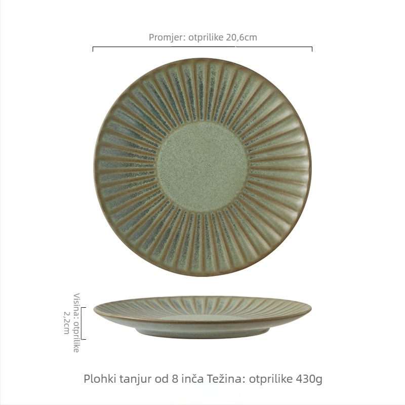 Set posuđa za stol (zdjela, žlica, tanjuri) - keramika, okrugli oblik, mikrovalna pogodno, pod glazurom, retro stil