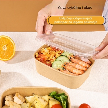 Jednokratna zdjela od kraft papira s okruglim poklopcem – kapacitet 750 ml, standardna debljina, nerazgradivo