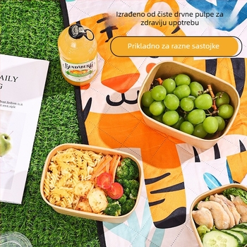 Jednokratna zdjela od kraft papira s okruglim poklopcem – kapacitet 750 ml, standardna debljina, nerazgradivo