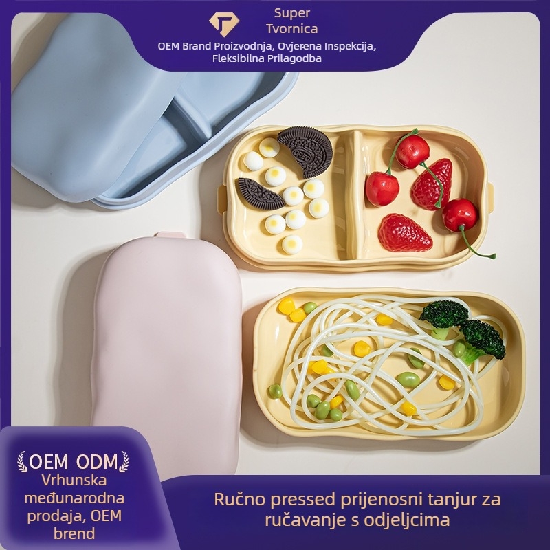 Silikonska dječja posuda za hranjenje s prisavkom i odjeljcima – za bebe od 6 mjeseci, 1 kom, minimalistički stil
