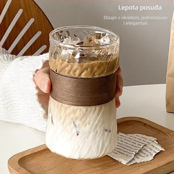 Set čaša od borosilikatnog stakla, izoliran i otporan na visoke temperature, moderan minimalistički stil, okrugli bez ručke, ručno izlivano