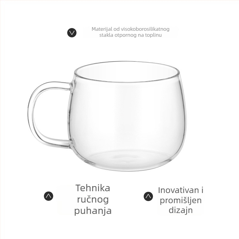 Mingzun set od 4 čaše od termootpornog stakla s držačem — prozirne čaše za čaj, vodu, mlijeko i malu kavu, za kućnu upotrebu.
