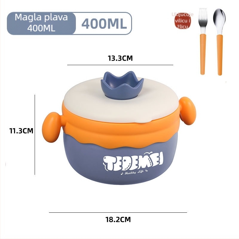 Set posuđa za djecu od nehrđajućeg čelika, 2-3 dijela, sladak stil, za djecu od 12 mjeseci