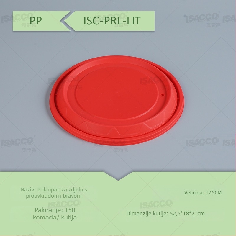 Isacco jednokratna plastična kutija za obrok, okrugla s poklopcem, prehrambena plastika, mikrovalna sigurna, s kopčom protiv krađe, 1080/1280/1580 ml