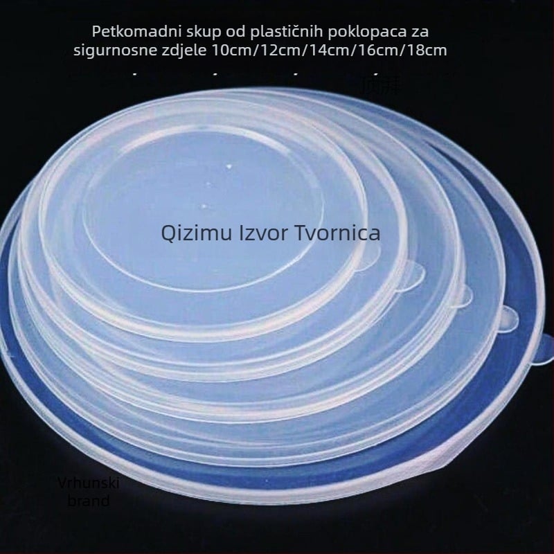 Plastični kružni poklopac s brtvom za kućnu upotrebu – univerzalni poklopac za zdjelu i kutiju za ručak, prehrambena kvaliteta