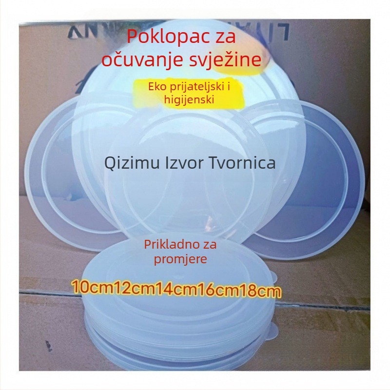Plastični kružni poklopac s brtvom za kućnu upotrebu – univerzalni poklopac za zdjelu i kutiju za ručak, prehrambena kvaliteta