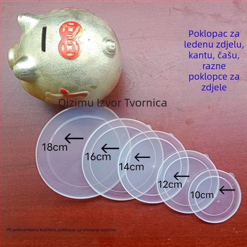 Plastični kružni poklopac s brtvom za kućnu upotrebu – univerzalni poklopac za zdjelu i kutiju za ručak, prehrambena kvaliteta