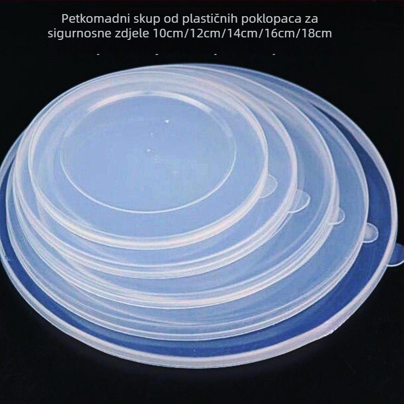 Plastični kružni poklopac s brtvom za kućnu upotrebu – univerzalni poklopac za zdjelu i kutiju za ručak, prehrambena kvaliteta