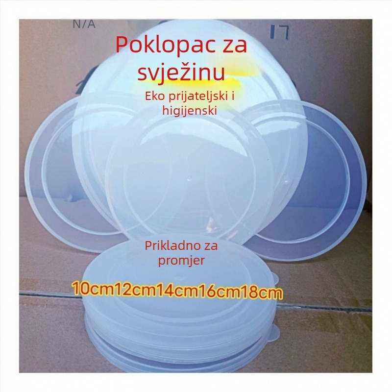 Plastični kružni poklopac s brtvom za kućnu upotrebu – univerzalni poklopac za zdjelu i kutiju za ručak, prehrambena kvaliteta