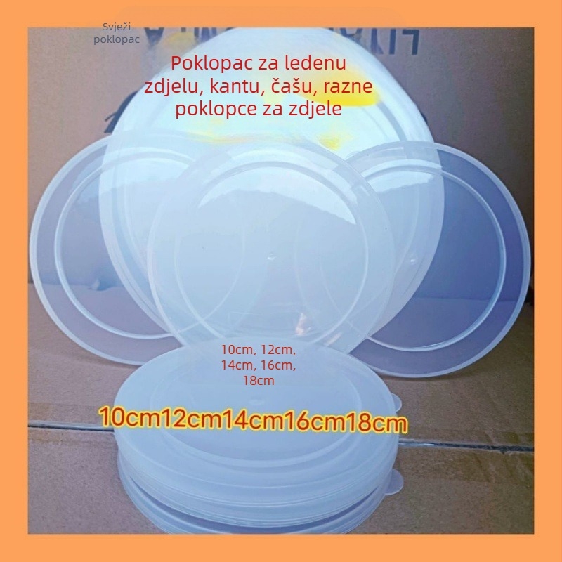 Plastični kružni poklopac s brtvom za kućnu upotrebu – univerzalni poklopac za zdjelu i kutiju za ručak, prehrambena kvaliteta