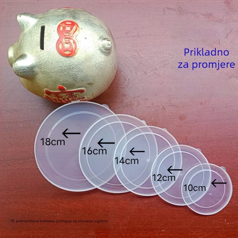 Plastični kružni poklopac s brtvom za kućnu upotrebu – univerzalni poklopac za zdjelu i kutiju za ručak, prehrambena kvaliteta