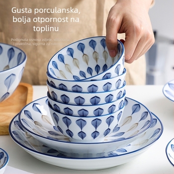 Keramičko posuđe u japanskom stilu: zdjela za rižu, zdjela za udon i ploča za ribu; keramika, svjetlo luksuzni retro stil, prilagodbe dostupne, razne kapacitete