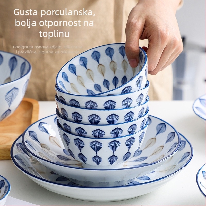 Keramičko posuđe u japanskom stilu: zdjela za rižu, zdjela za udon i ploča za ribu; keramika, svjetlo luksuzni retro stil, prilagodbe dostupne, razne kapacitete