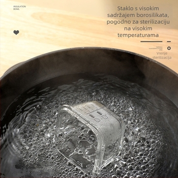 Set posuđa za djecu s poklopcima od silikona i staklenim zdjelicama, 20 kom; kutije za mlijeko u stilu tri kvadrata, lagani luksuz, svježi i slatki