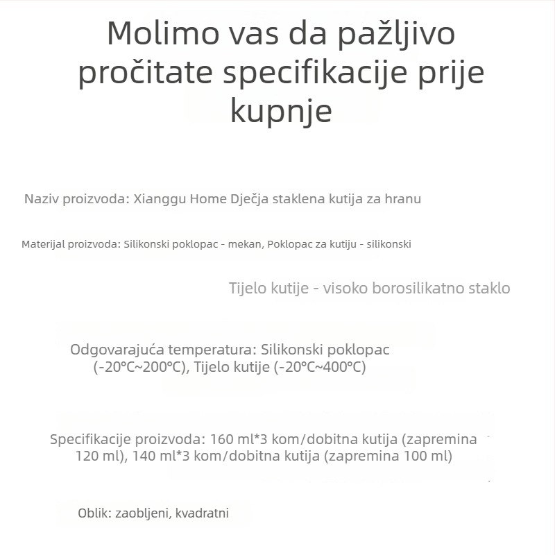 Set posuđa za djecu s poklopcima od silikona i staklenim zdjelicama, 20 kom; kutije za mlijeko u stilu tri kvadrata, lagani luksuz, svježi i slatki