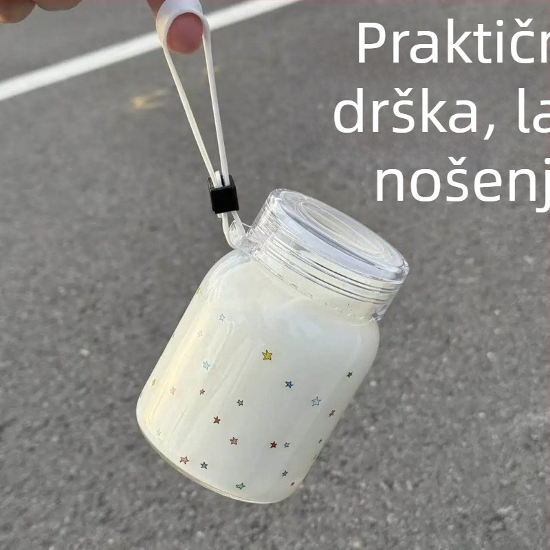 Čajna šalica od borosilikatnog stakla visokotemperaturna, s hermetičnim poklopom, dvodijelni set, poklon kutija