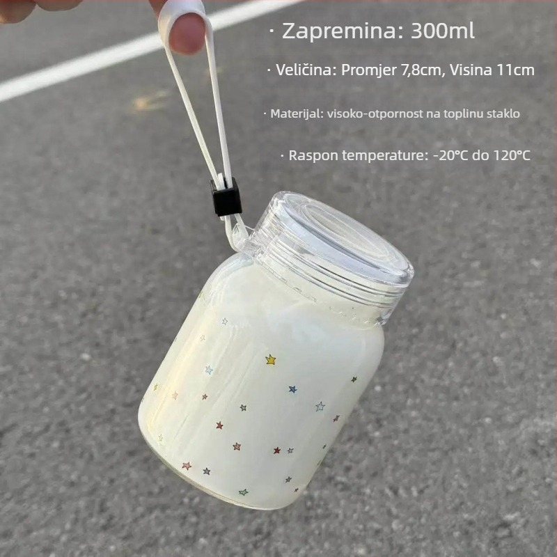 Čajna šalica od borosilikatnog stakla visokotemperaturna, s hermetičnim poklopom, dvodijelni set, poklon kutija