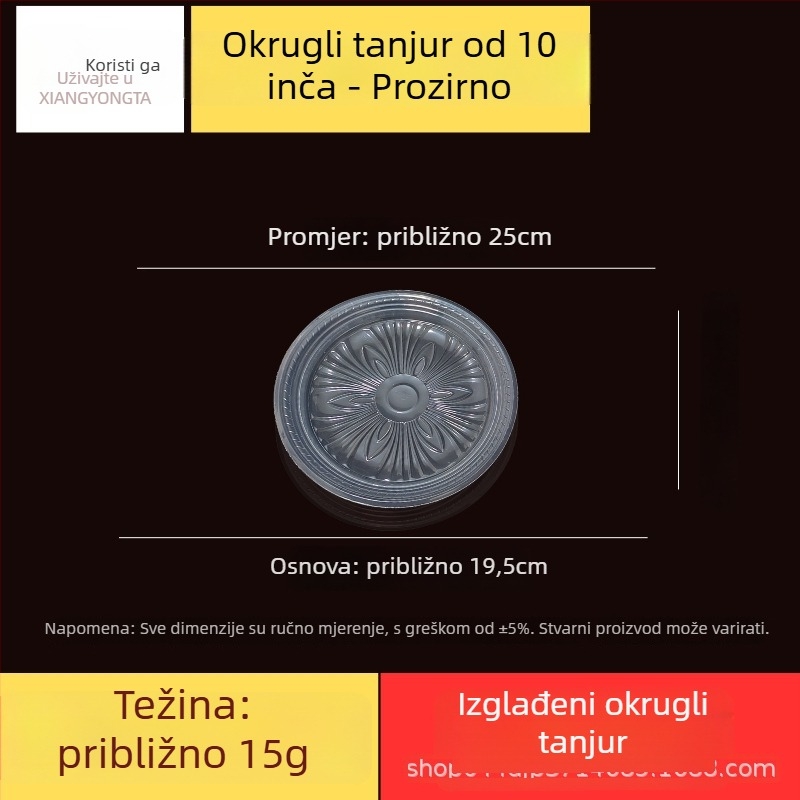 Jednokratni tanjuri za večeru, plast prehrambene kvalitete, otporni na visoke temperature, kružnog/ovalnog oblika, 10 komada po paketu, 50 paketa u kutiji