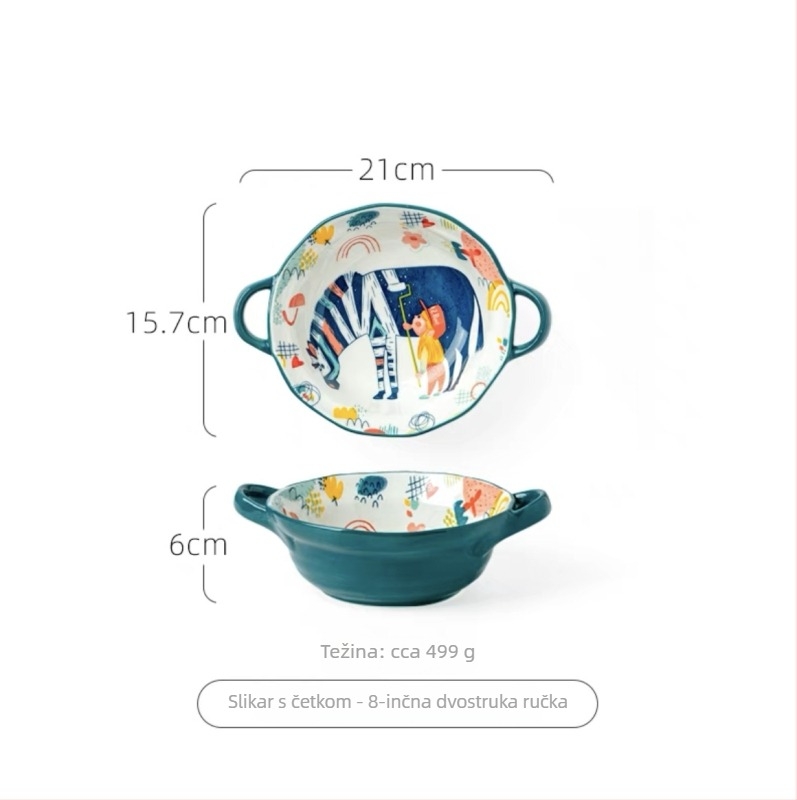 Porcelanski duboki zdjela s dvije ručke, podglazurna dekoracija, mikrovalna pogodna, više uzoraka, novi kineski stil (Porcelan; Duboka zdjela; Dvije ručke; Podglazurna dekoracija; Mikrovalna pogodna)