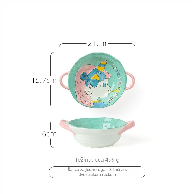 Porcelanski duboki zdjela s dvije ručke, podglazurna dekoracija, mikrovalna pogodna, više uzoraka, novi kineski stil (Porcelan; Duboka zdjela; Dvije ručke; Podglazurna dekoracija; Mikrovalna pogodna)