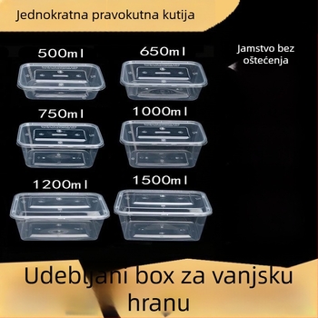 Kang jiahe 50 kom jednokratna prozirna PP kutija za hranu, pravokutna, s poklopcem