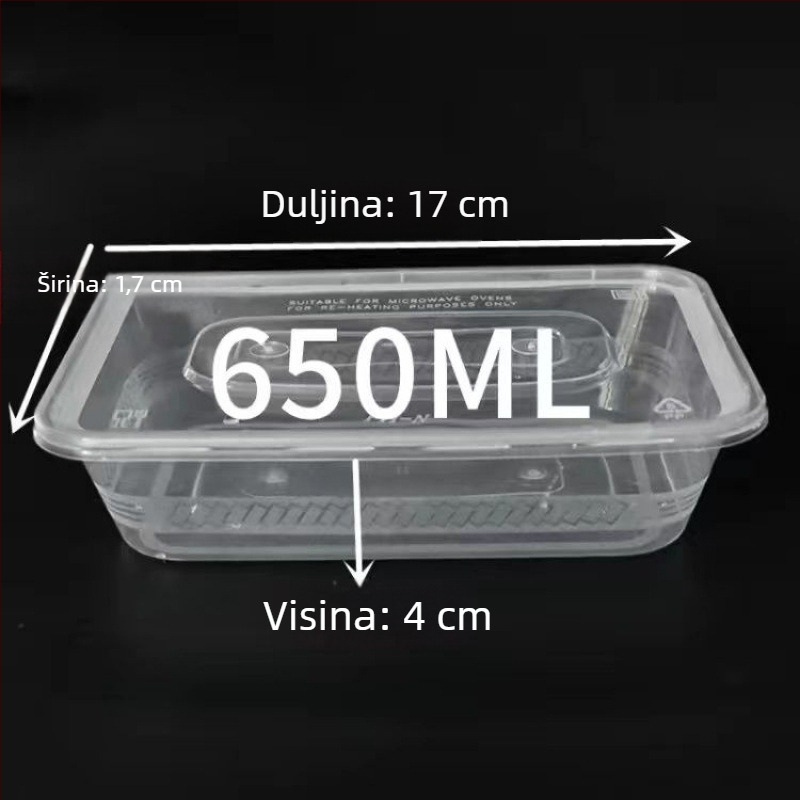 Kang jiahe 50 kom jednokratna prozirna PP kutija za hranu, pravokutna, s poklopcem
