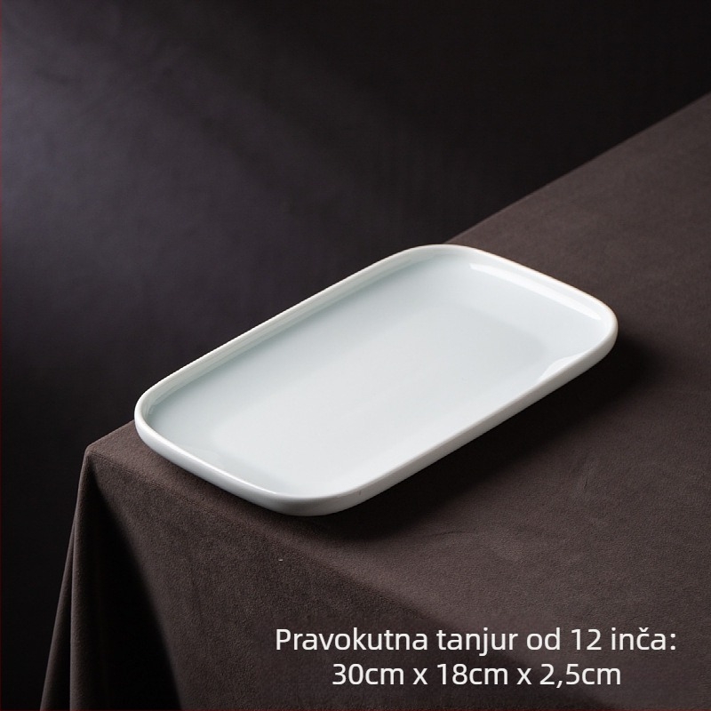 Porcelanski kvadratni tanjur, kineski stil posuđa, monokromatski uzorak