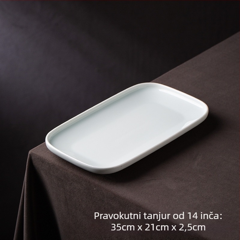 Porcelanski kvadratni tanjur, kineski stil posuđa, monokromatski uzorak