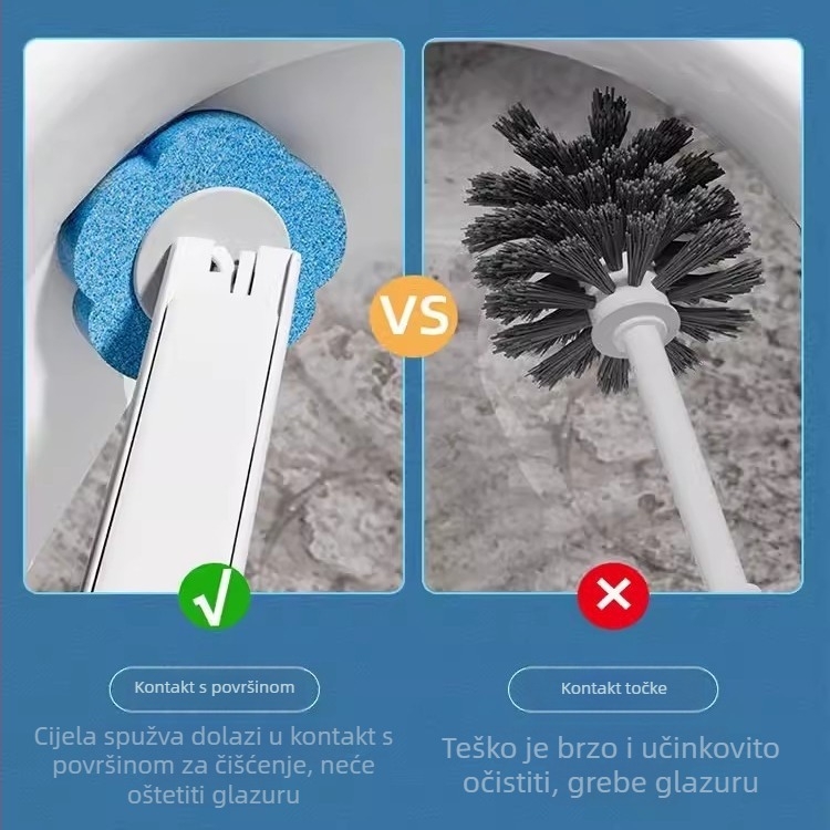 Jednokratni zidni set četke za WC, temeljito čišćenje bez mrtvih kutova, plastična konstrukcija