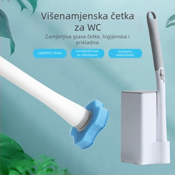 Jednokratna četka za WC za zidnu montažu sa samočišćenjem, plastična baza i drška, zamjenjive glave