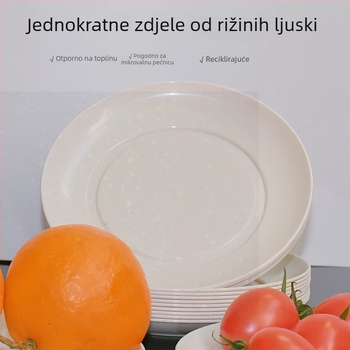 Biološki razgradivi set jednokratnih zdjelica i štapića od rižine ljuske, debeli dizajn, otporan na visoke temperature, za piknike, ekološki prihvatljivo, za vjenčane bankete i kućnu upotrebu.